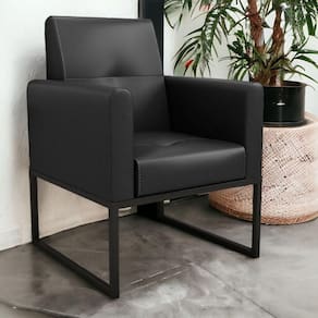 Poltrona Decorativa 1 Lugar Raik Sintetico Preto