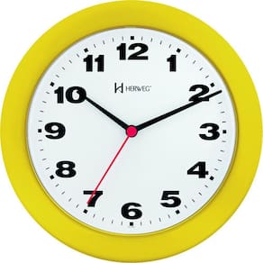 Relógio De Parede 21cm Plástico 6103 Herweg Amarelo