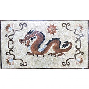 Piso Em Mosaico Dragão Chines Furioso Tamanho 80x120cm