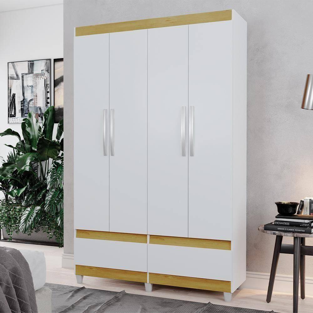 Guarda-roupa Com 2 Gavetas Kawasaki Branco Mel | Casas Bahia