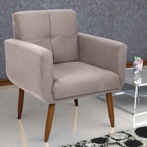 Poltrona Decorativa Para Sala Lilian Suede Bege