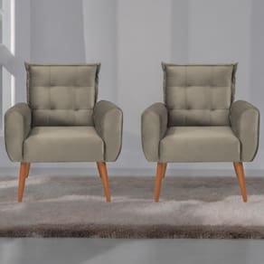 Conjunto De Poltronas Decorativas Lily Veludo Cappuccino