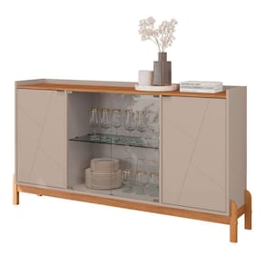 Buffet Aparador 2 Portas Com Vidro Madri Off White Cedro