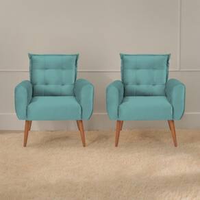 Conjunto De Poltronas Decorativas Atlas Veludo Verde Menta