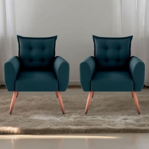 Jogo De Poltronas Decorativas Park Suede Petróleo