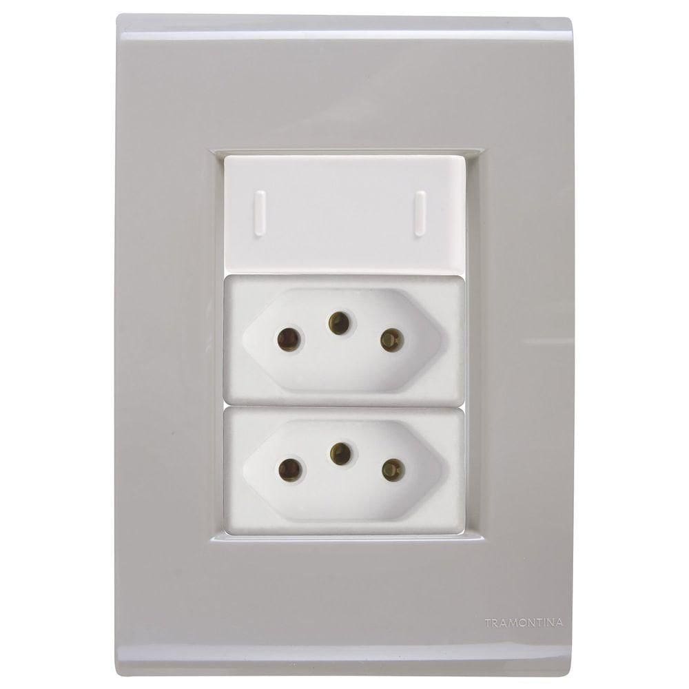Cj Interruptor E Duas Tomadas 10a E 20a Liz Fendi Tramontina Completo Pronto Tramontina