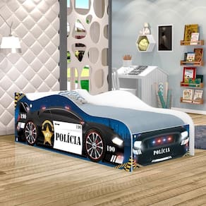 Cama Carro Polícia Kids Infantil Com Colchão