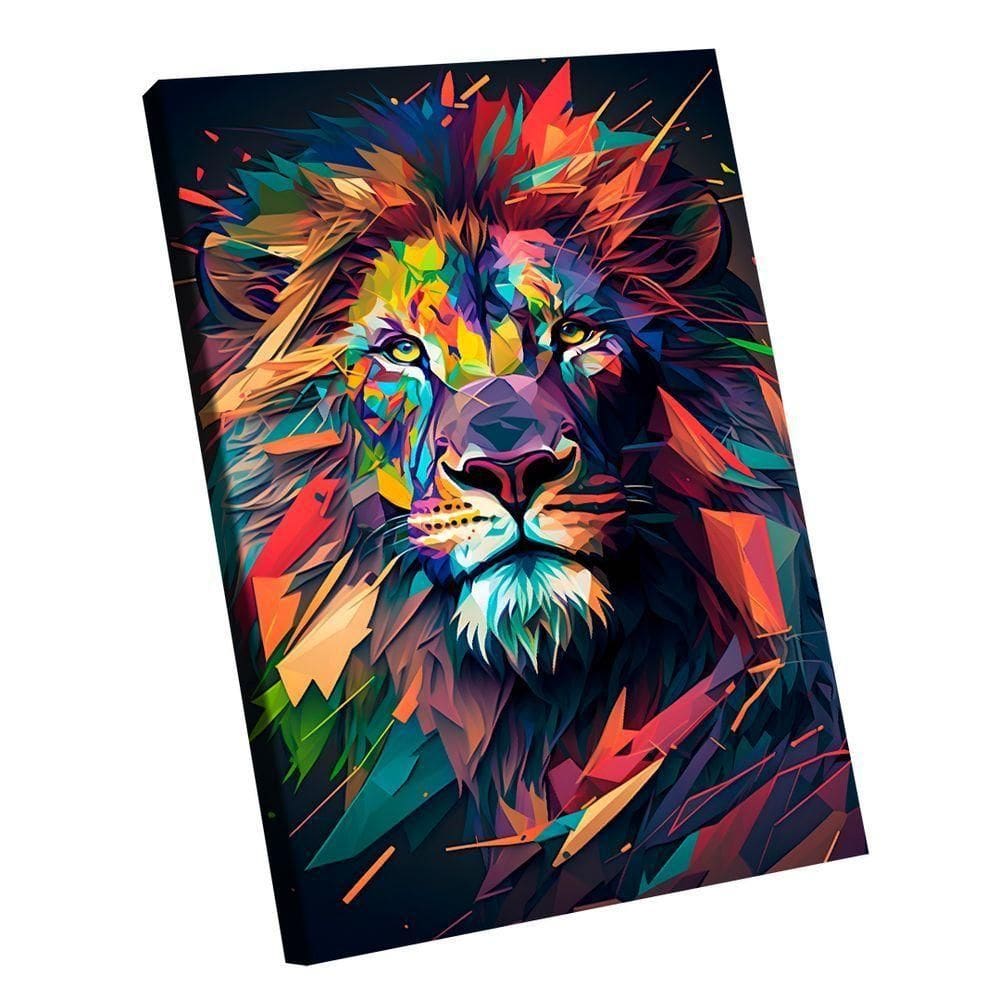 Quadro Lion Geometric Colors -- Br Artes