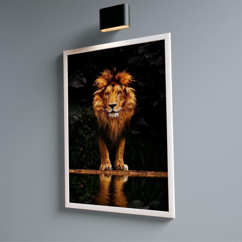 Quadro Leão Ouro Forest