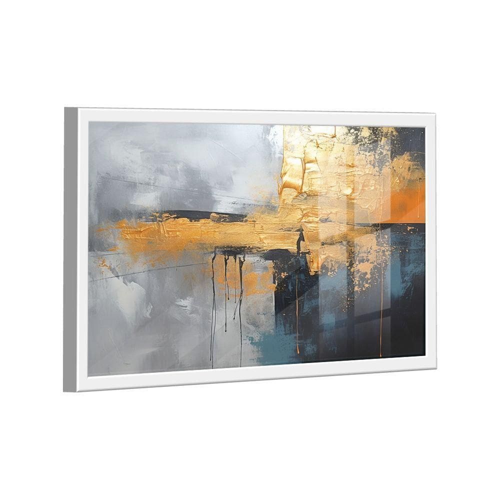 Quadro Abstrato Mancha Dourada -- Br Artes