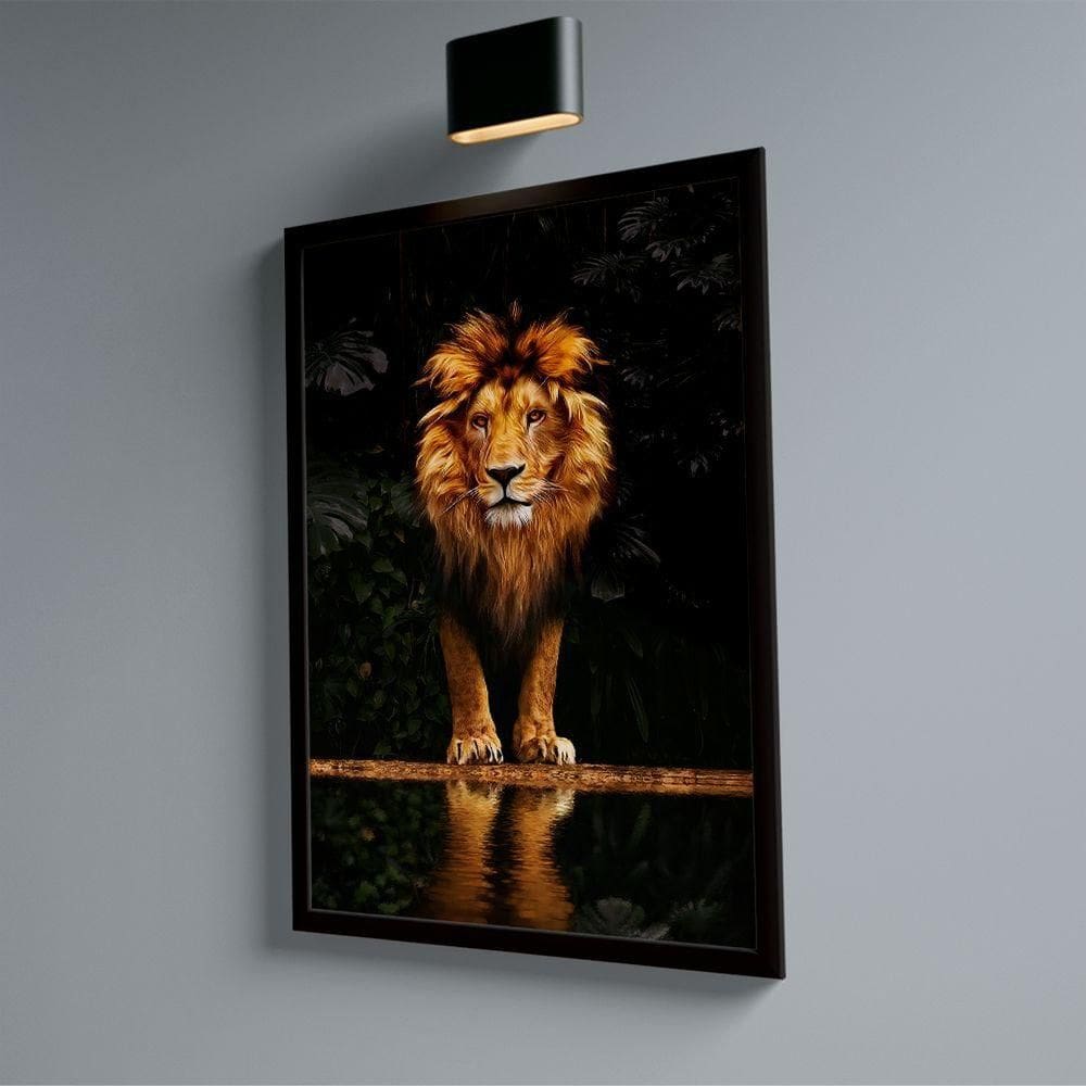 Quadro Leão Ouro Forest