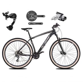 Bicicleta Aro 29 Ksw Xlt Alívio E Altus 27v Freio Hidráulico Garfo Trava Pneu Faixa - Preto-prata Tam.21