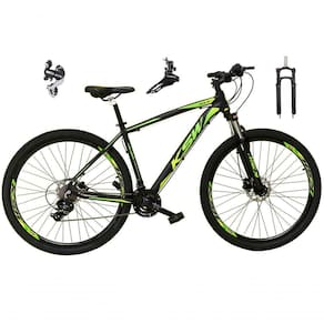 Bicicleta Aro 29 Ksw Xlt 24v Câmbio Shimano Acera K7 Garfo Trava Freio A Disco - Preto-verde Tam.19