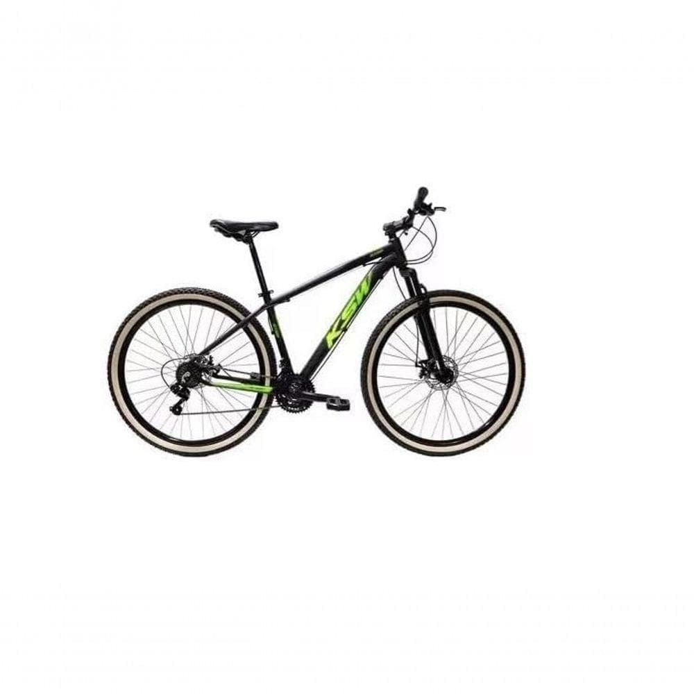 Bicicleta Aro 29 Ksw Xlt Alumínio 27v Freio Disco Mecânico Garfo Suspensão Pneu Faixa - Preto/verde Tam.17