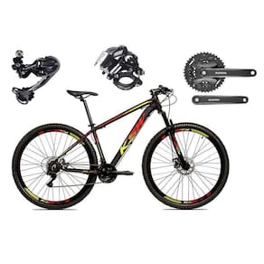 Bicicleta Aro 29 Ksw Xlt Shimano Deore E Altus 27v Freio Hidráulico Garfo Trava - Preto-vermelho-amarelo Tam.21