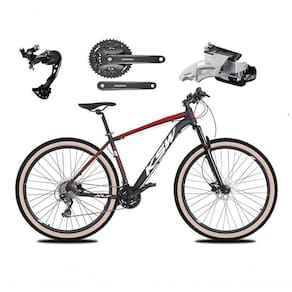 Bicicleta Aro 29 Ksw Xlt Alívio E Altus 27v Freio Hidráulico Garfo Trava Pneu Faixa - Preto-vermelho-branco Tam.17