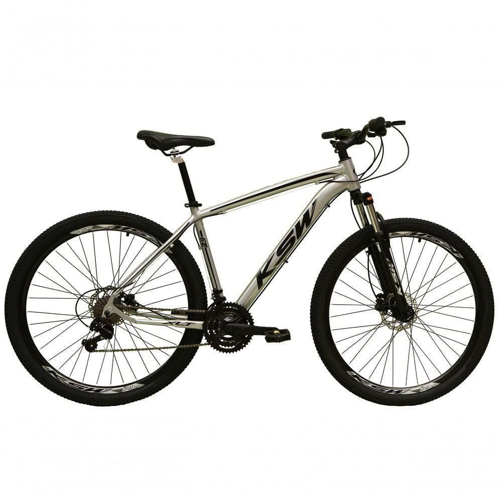 Bicicleta Aro 29 Ksw Xlt Alumínio 27v Freio Disco Mecânico Garfo Suspensão - Prata Tam.15