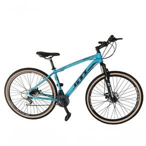 Bicicleta Aro 29 Gti Roma Alumínio 21v Freio A Disco Garfo Suspensão Pneu Faixa Bege - Azul Tam.15