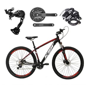 Bicicleta Aro 29 Ksw Xlt Alívio E Altus 27v Freio Hidráulico Garfo Trava - Preto-vermelho-branco Tam.15