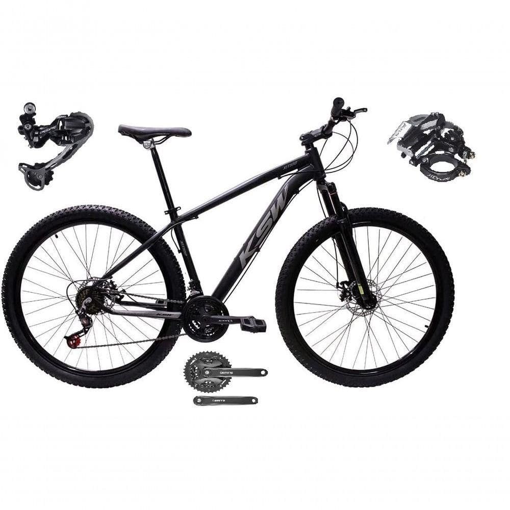 Bicicleta Aro 29 Ksw Xlt Shimano Deore E Altus 27v Freio Hidráulico Garfo Trava - Preto-prata Tam.15