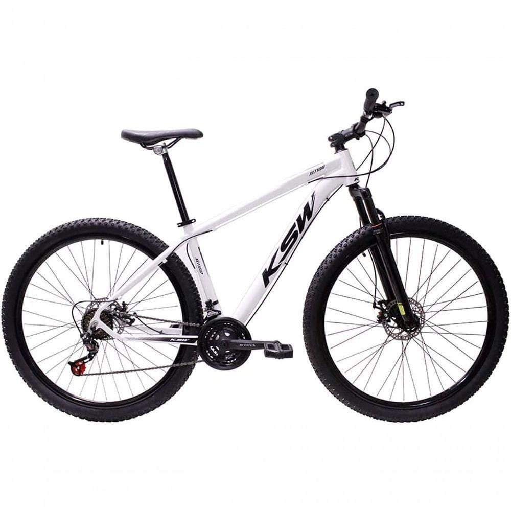 Bicicleta Aro 29 Ksw Xlt Alumínio 27v Freio Disco Mecânico Garfo Suspensão - Branco Tam.15