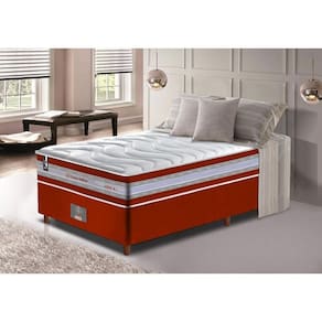 Conjunto Cama Box Solteiro De Molas Ensacadas D33 Cama Inbox Select Firme 88x188x71 Vermelho