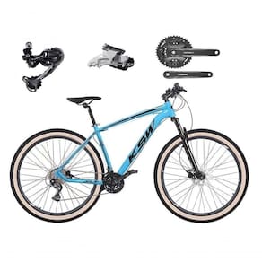 Bicicleta Aro 29 Ksw Xlt Deore E Altus 27v Freio Hidráulico Garfo Trava Pneu Faixa Bege - Azul Tam.19