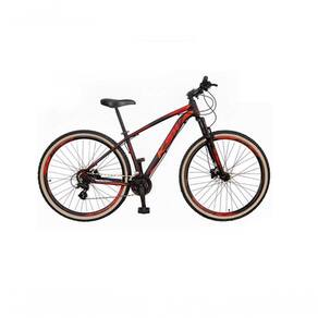 Bicicleta Aro 29 Ksw Xlt Alumínio 27v Freio Disco Mecânico Garfo Suspensão Pneu Faixa - Preto/vermelho/laranja Tam.17
