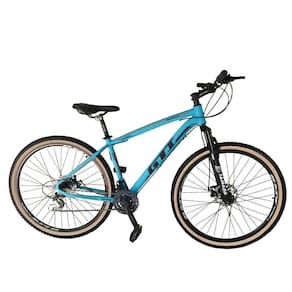 Bicicleta Aro 29 Gti Roma Alumínio 21v Freio A Disco Garfo Suspensão Pneu Faixa Bege - Azul Tam.17