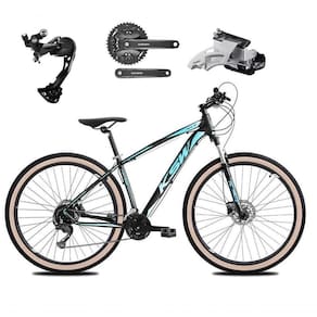 Bicicleta Aro 29 Ksw Xlt Alívio E Altus 27v Freio Hidráulico Garfo Trava Pneu Faixa - Preto-azul Tam.21