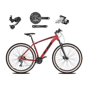 Bicicleta Aro 29 Ksw Xlt Deore E Altus 27v Freio Hidráulico Garfo Trava Pneu Faixa Bege - Vermelho Tam.21