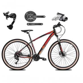 Bicicleta Aro 29 Ksw Xlt Alívio E Altus 27v Freio Hidráulico Garfo Trava Pneu Faixa - Preto-vermelho-laranja Tam.19