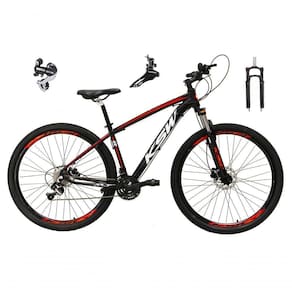 Bicicleta Aro 29 Ksw Xlt 24v Câmbio Shimano Acera K7 Garfo Trava Freio A Disco - Preto-vermelho-branco Tam.19
