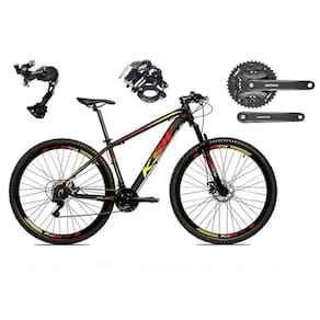 Bicicleta Aro 29 Ksw Xlt Alívio E Altus 27v Freio Hidráulico Garfo Trava - Preto-vermelho-amarelo Tam.19