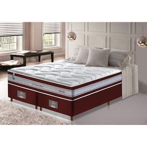 Conjunto Cama Box King De Molas Ensacadas D33 Cama Inbox Select Firme 193x203x71 Vinho