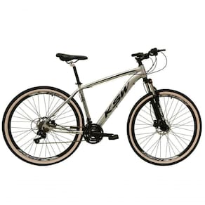 Bicicleta Aro 29 Ksw Xlt Alumínio 27v Freio Disco Mecânico Garfo Suspensão Pneu Faixa - Prata Tam.17