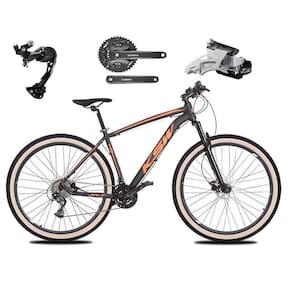 Bicicleta Aro 29 Ksw Xlt Alívio E Altus 27v Freio Hidráulico Garfo Trava Pneu Faixa - Preto-laranja Tam.15