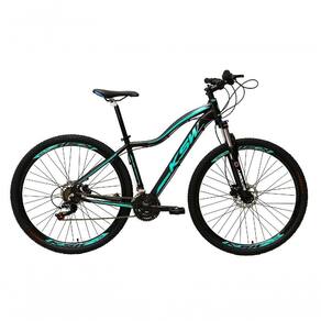 Bicicleta Feminina Aro 29 Ksw Mwza Alumínio 24v Câmbios Shimano Garfo Com Trava No Ombro - Preto-pink-azul Tam.15