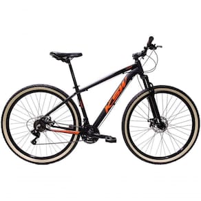 Bicicleta Aro 29 Ksw Xlt Alumínio 27v Freio Disco Mecânico Garfo Suspensão Pneu Faixa - Preto/laranja Tam.21