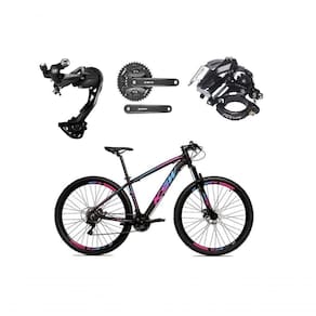 Bicicleta Aro 29 Ksw Xlt Alívio E Altus 27v Freio Hidráulico Garfo Trava - Preto-pink-azul Tam.19