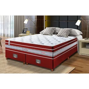 Conjunto Cama Box King De Molas Ensacadas Cama Inbox Select Euro Soft 193x203x71 Vermelho