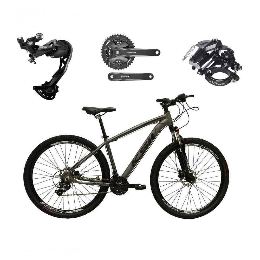 Bicicleta Aro 29 Ksw Xlt Alívio E Altus 27v Freio Hidráulico Garfo Trava - Grafite Tam.21