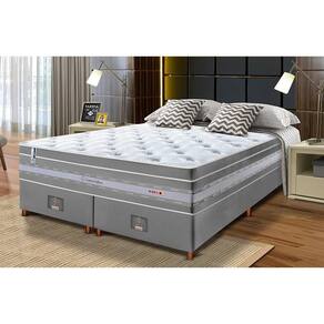Conjunto Cama Box King De Molas Ensacadas Cama Inbox Select Euro Soft 193x203x71 Cinza
