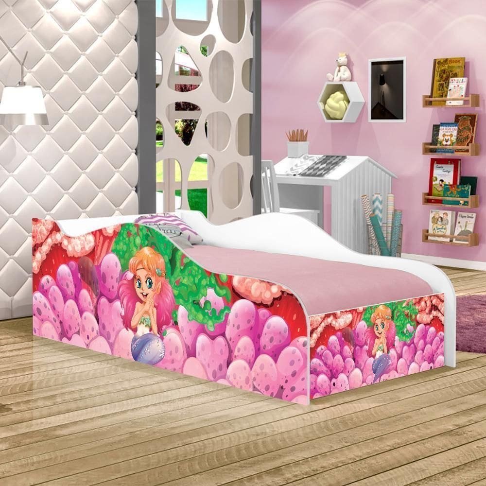 Cama Fun Sereia E Corais Solteiro Com Colchão