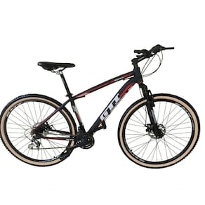 Bicicleta Aro 29 Gti Roma Alumínio 27v Freio Disco Mecânico Pneu Faixa Bege - Preto-vermelho Tam.15