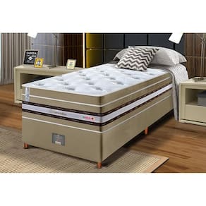 Conjunto Cama Box Solteiro De Molas Ensacadas Cama Inbox Select Euro Soft 88x188x71 Bege