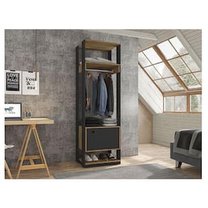 Guarda Roupa Modulado Ambiente Titan Com Porta Preto Freijó - Móveis Leão