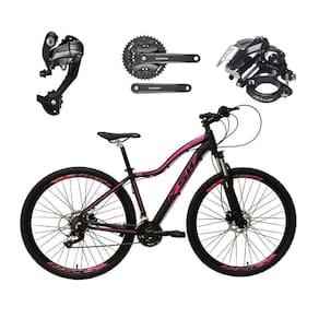 Bicicleta Feminina Aro 29 Ksw Mwza 27v Câmbios Shimano Altus Freios Hidráulicos - Preto-rosa Tam.15