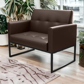 Poltrona Decorativa 2 Lugares Mauro Sintetico Marrom