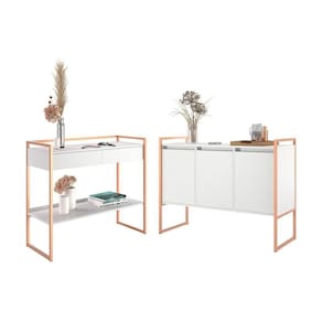 Conjunto Decorativo Aparador E Buffet 3 Portas Industrial